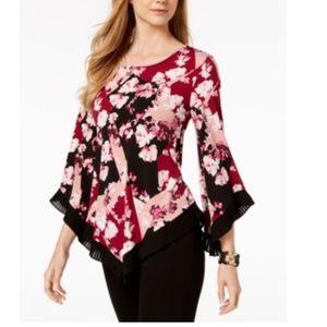 Alfani Petite Mixed-Print V-Hem Top